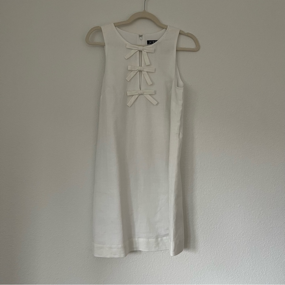 Jcrew bow-front shift dress in stretch linen blend - Picture 5 of 9